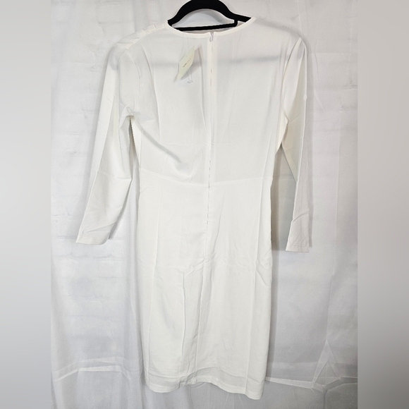 Fraiche V-neck Mini-dress in size Small White with 3/4 length sleeves NWT - Picture 6 of 7